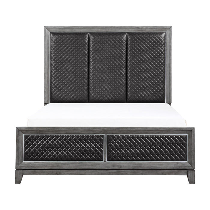 End Wire-Brushed Gray Queen Bed - Ornate Home