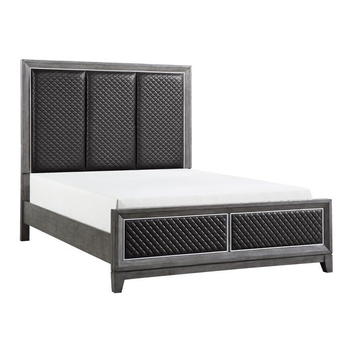 End Wire-Brushed Gray Queen Bed - Ornate Home