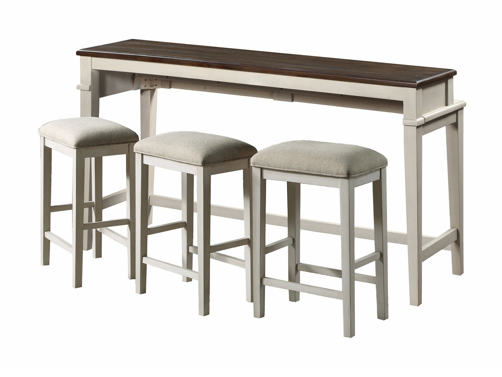 Enfield Brown/Antique White/Light Brown 4-Piece Pack Console Counter Height Set - Ornate Home