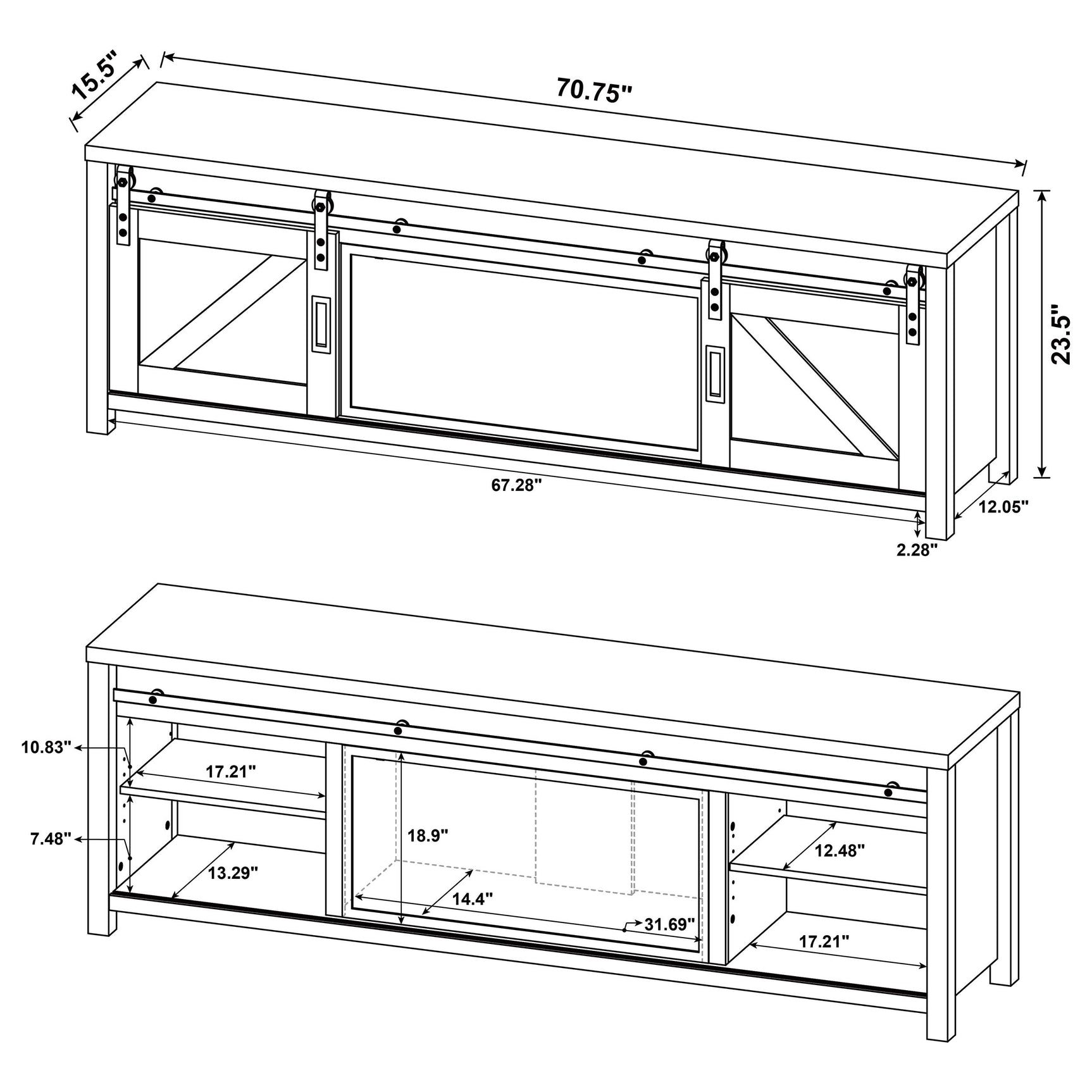 Enfield Dark Pine 71-inch TV Stand Fireplace Media Console - Ornate Home