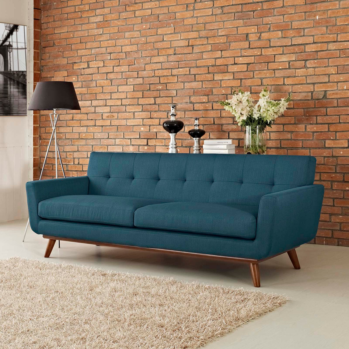 Engage Azure Upholstered Fabric Sofa - Ornate Home