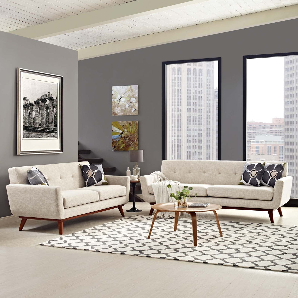 Engage Beige Loveseat and Sofa (Set of 2) - Ornate Home