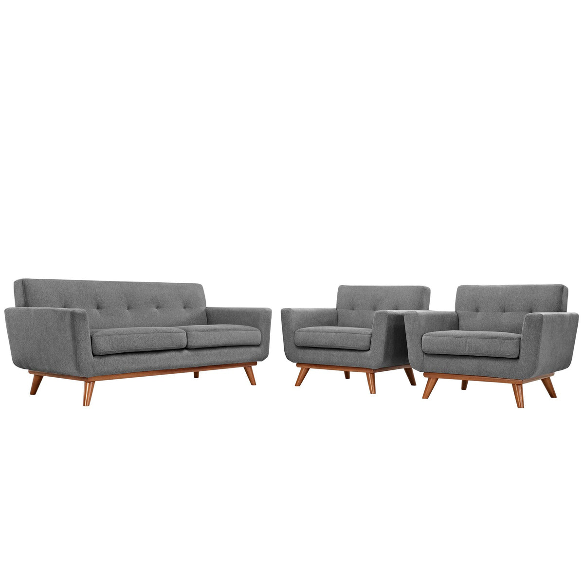 Engage Expectation Gray Armchairs and Loveseat (Set of 3) - Ornate Home