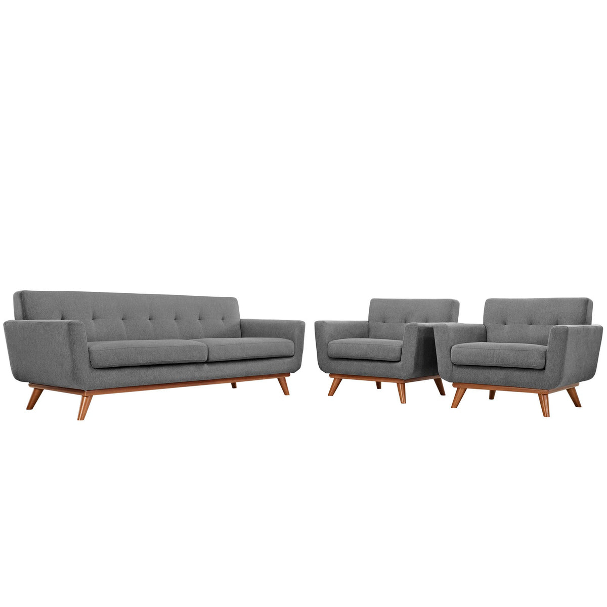 Engage Expectation Gray Armchairs and Sofa (Set of 3) - Ornate Home