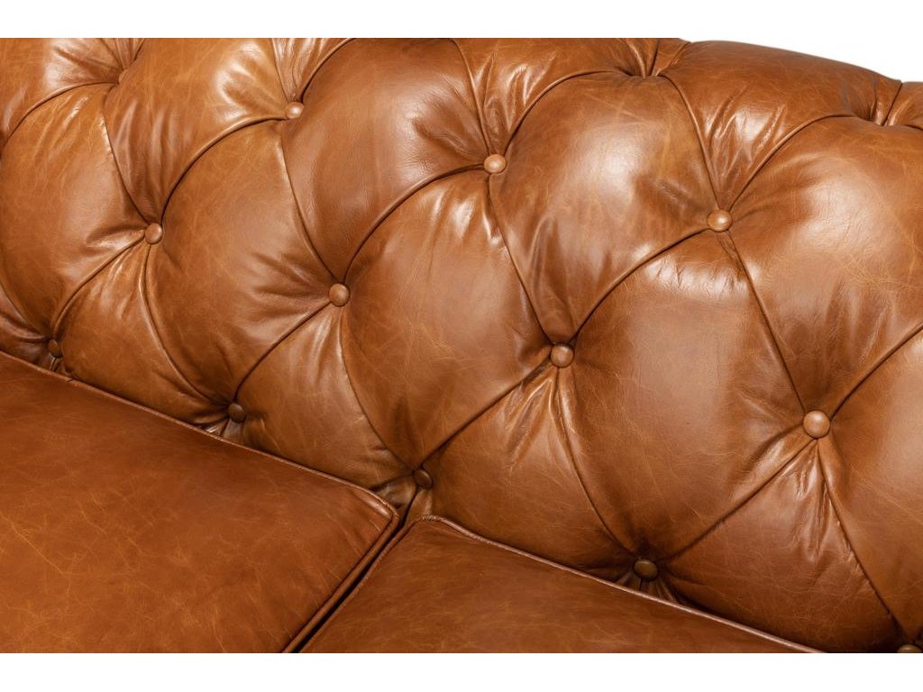 English Club Brown Tufted Sofa - Ornate Home