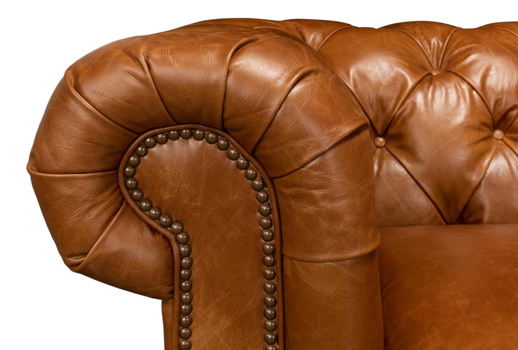 English Club Brown Tufted Sofa - Ornate Home