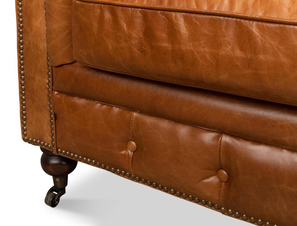 English Club Brown Tufted Sofa - Ornate Home