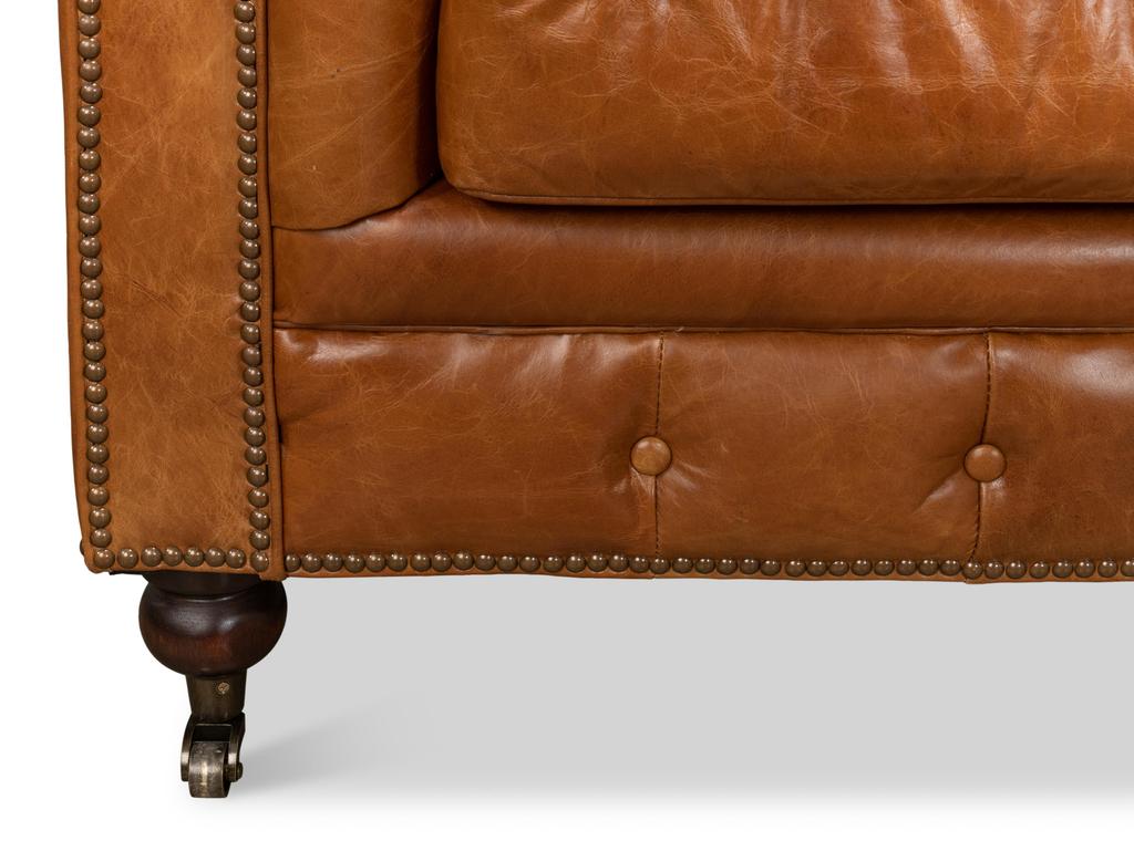English Club Brown Tufted Sofa - Ornate Home