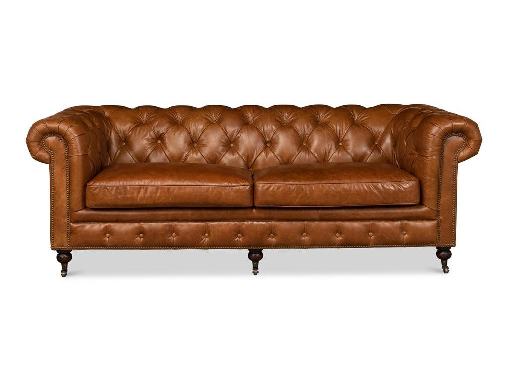 English Club Brown Tufted Sofa - Ornate Home