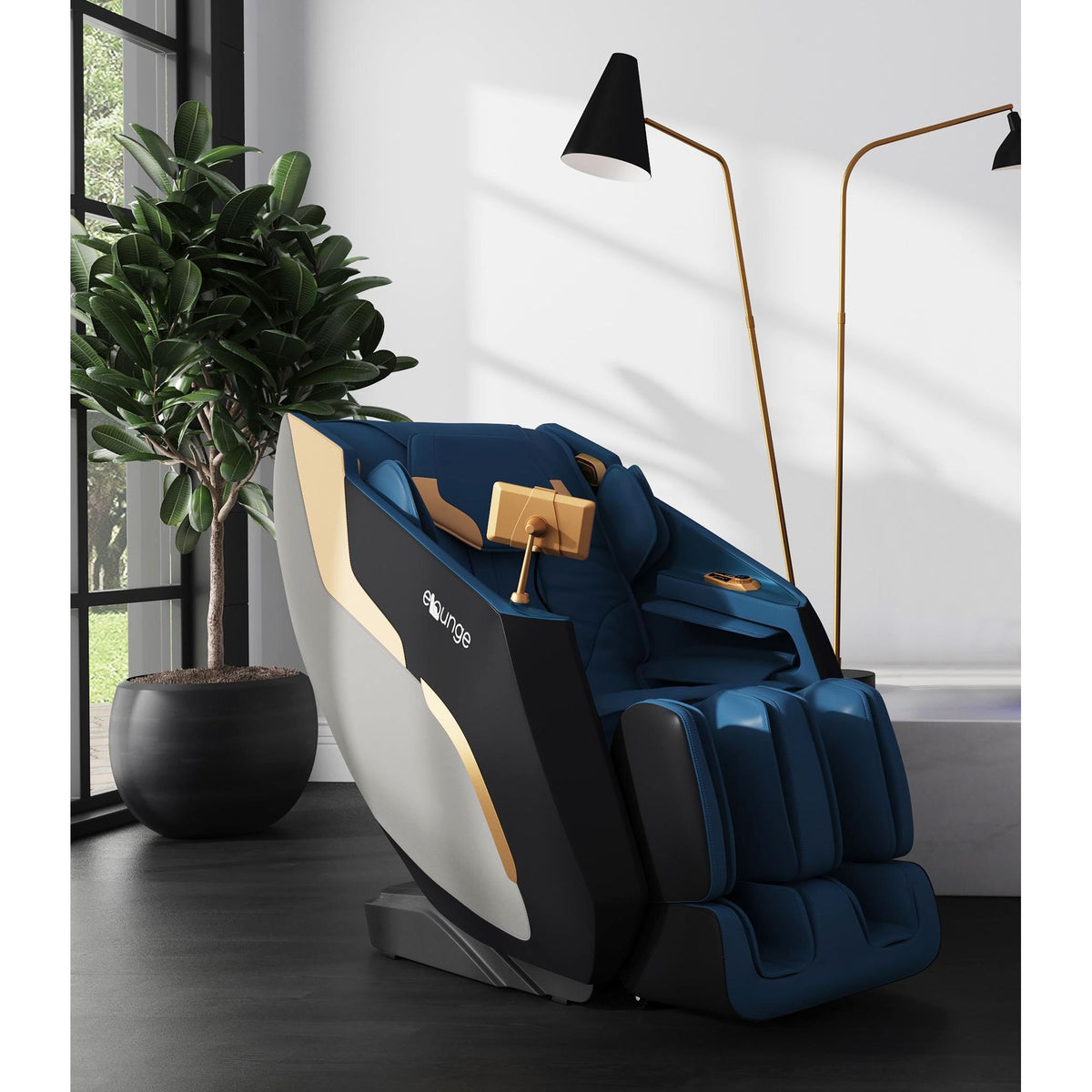 Enrich Navy PU Massage Chair - Ornate Home