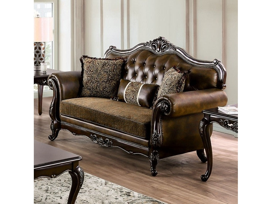 Ensenada Dark Cherry/Brown Loveseat - Ornate Home