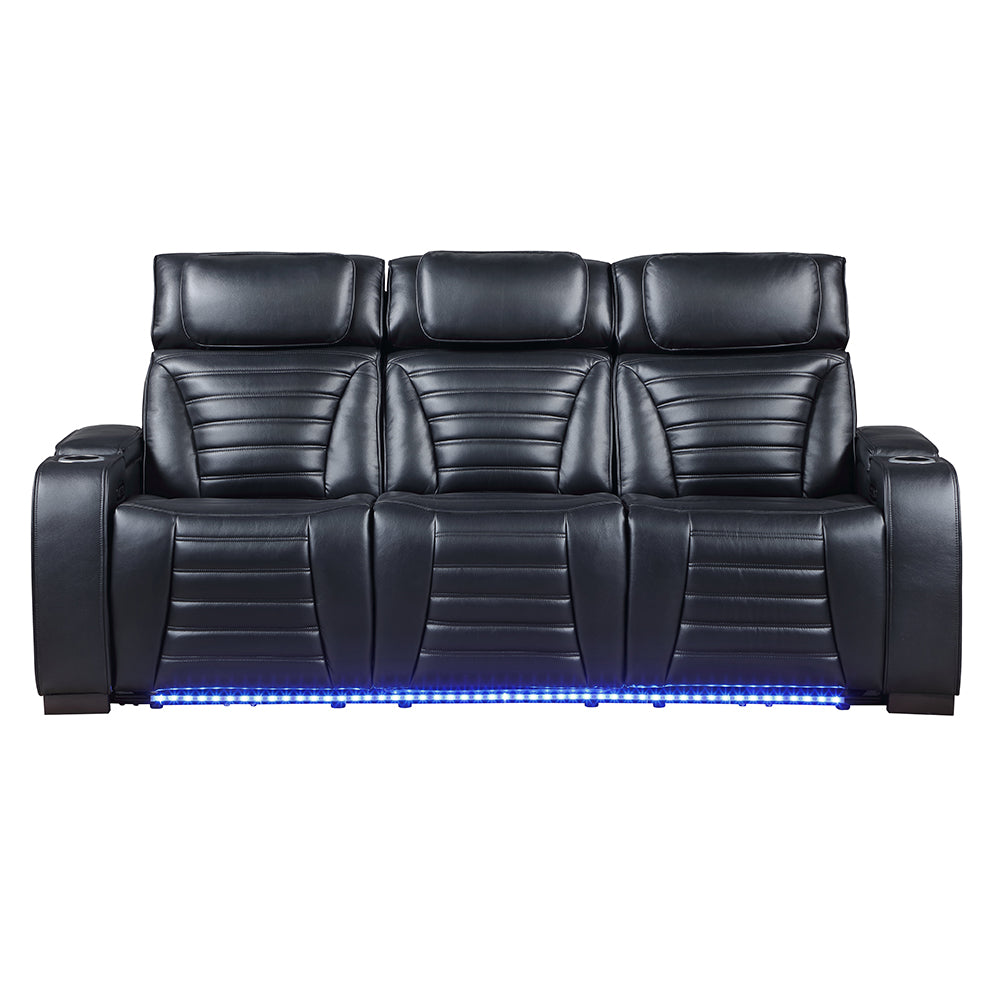 Ephron Black Power Motion Sofa w/ Dropdown Table - Ornate Home