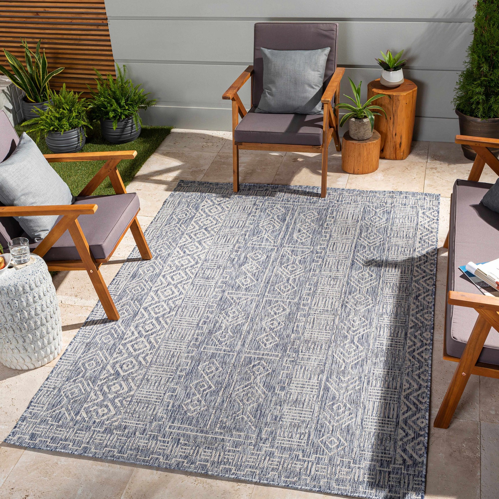 Epson Blue Indoor & Outdoor Rug - Clearance - Ornate Home