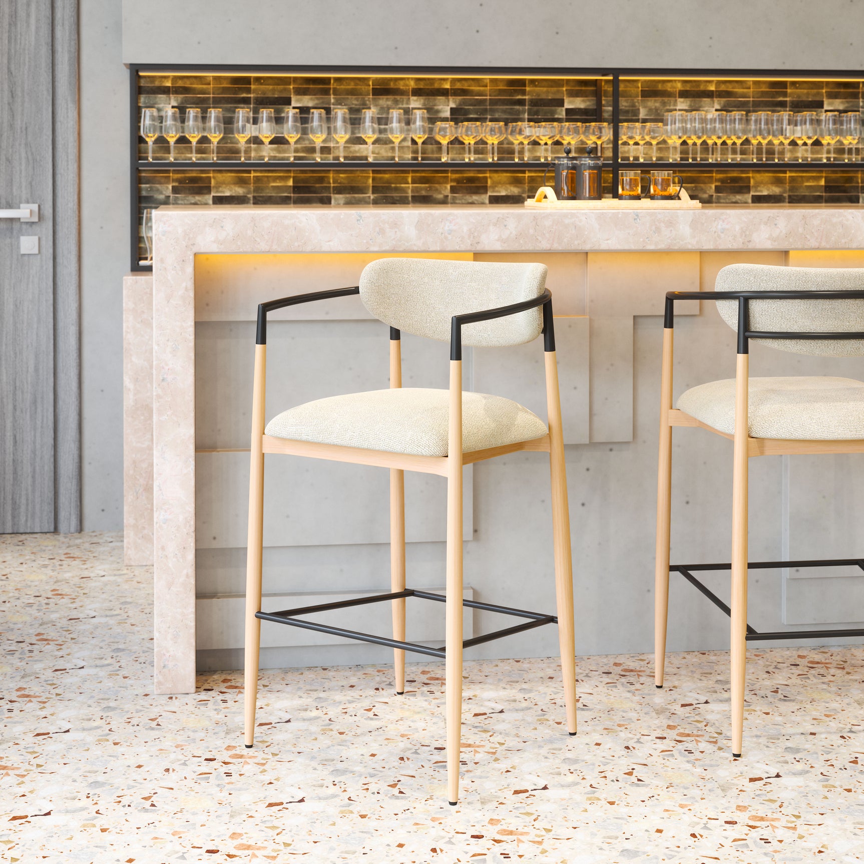 Equinox Oyster Gray & Natural Barstool