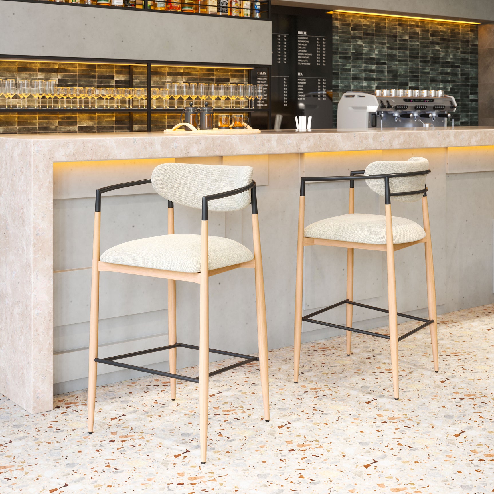 Equinox Oyster Gray & Natural Barstool