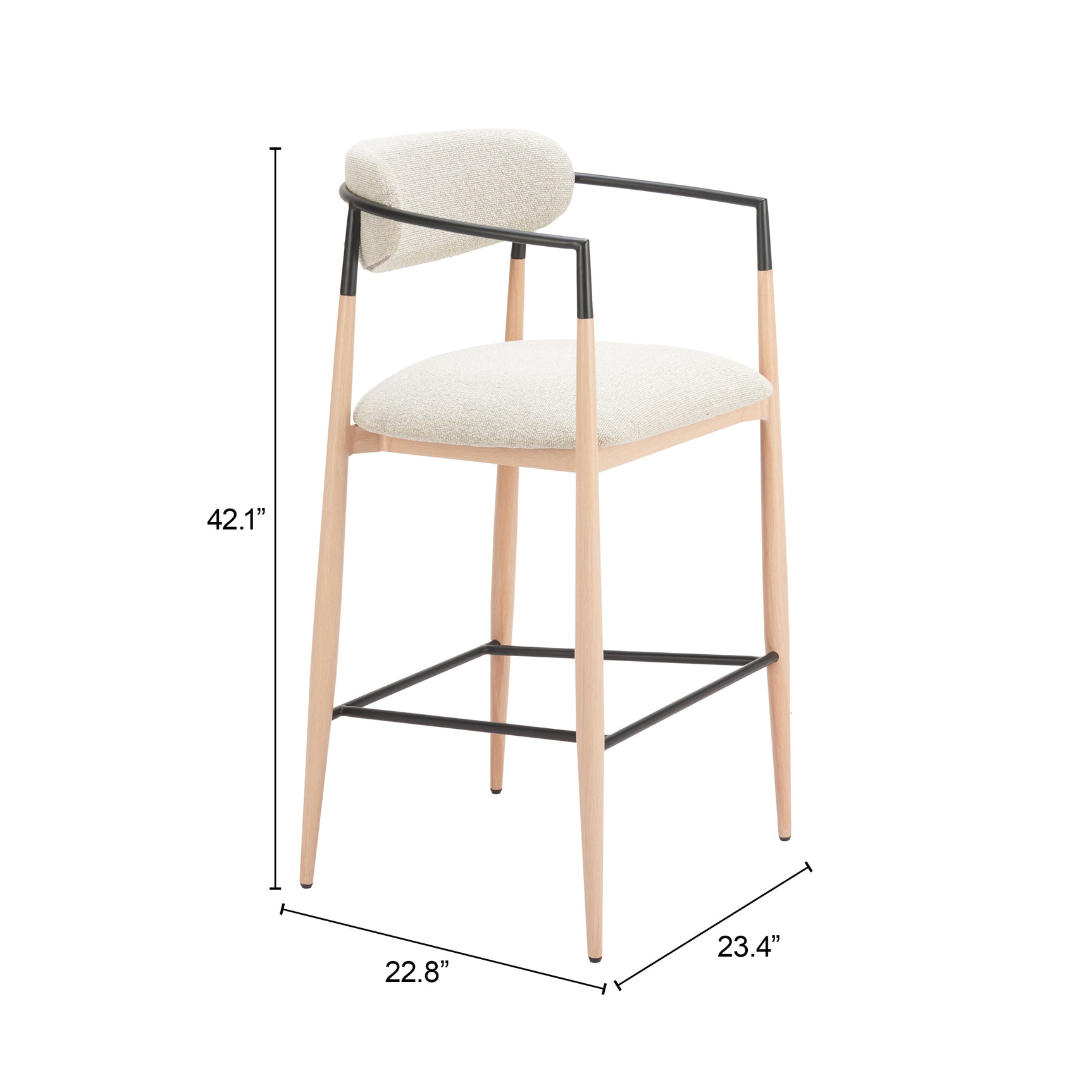Equinox Oyster Gray & Natural Barstool