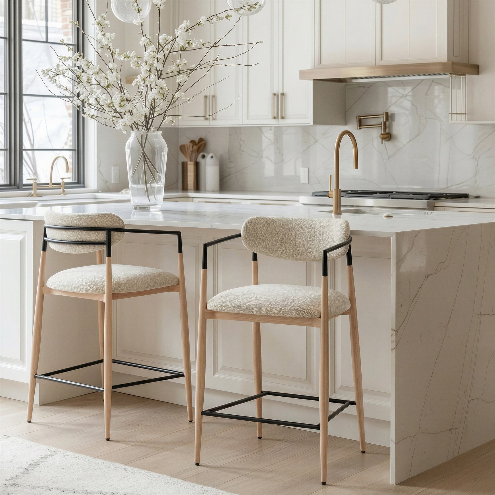 Equinox Oyster Gray & Natural Counter Stool