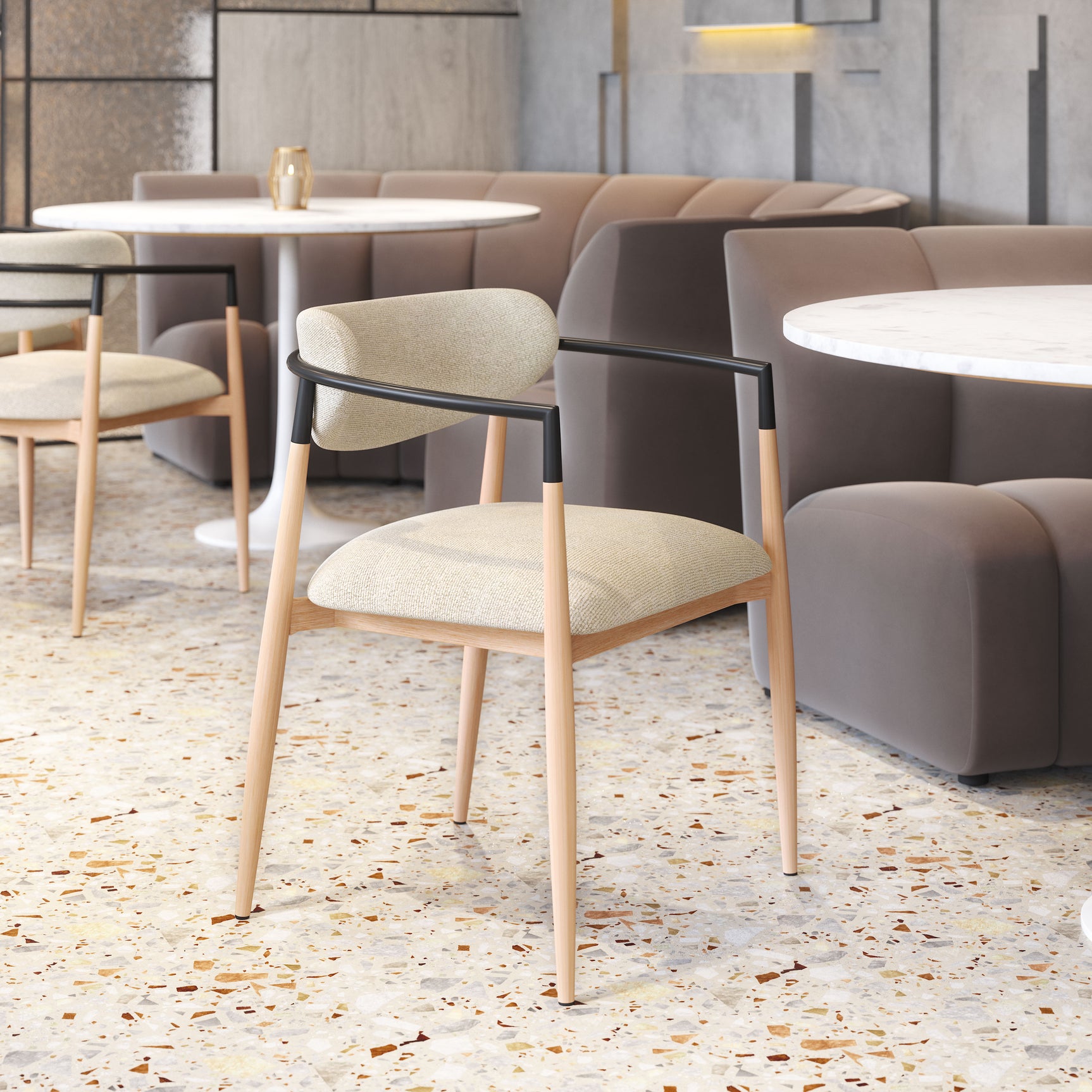 Equinox Oyster Gray & Natural Dining Chair