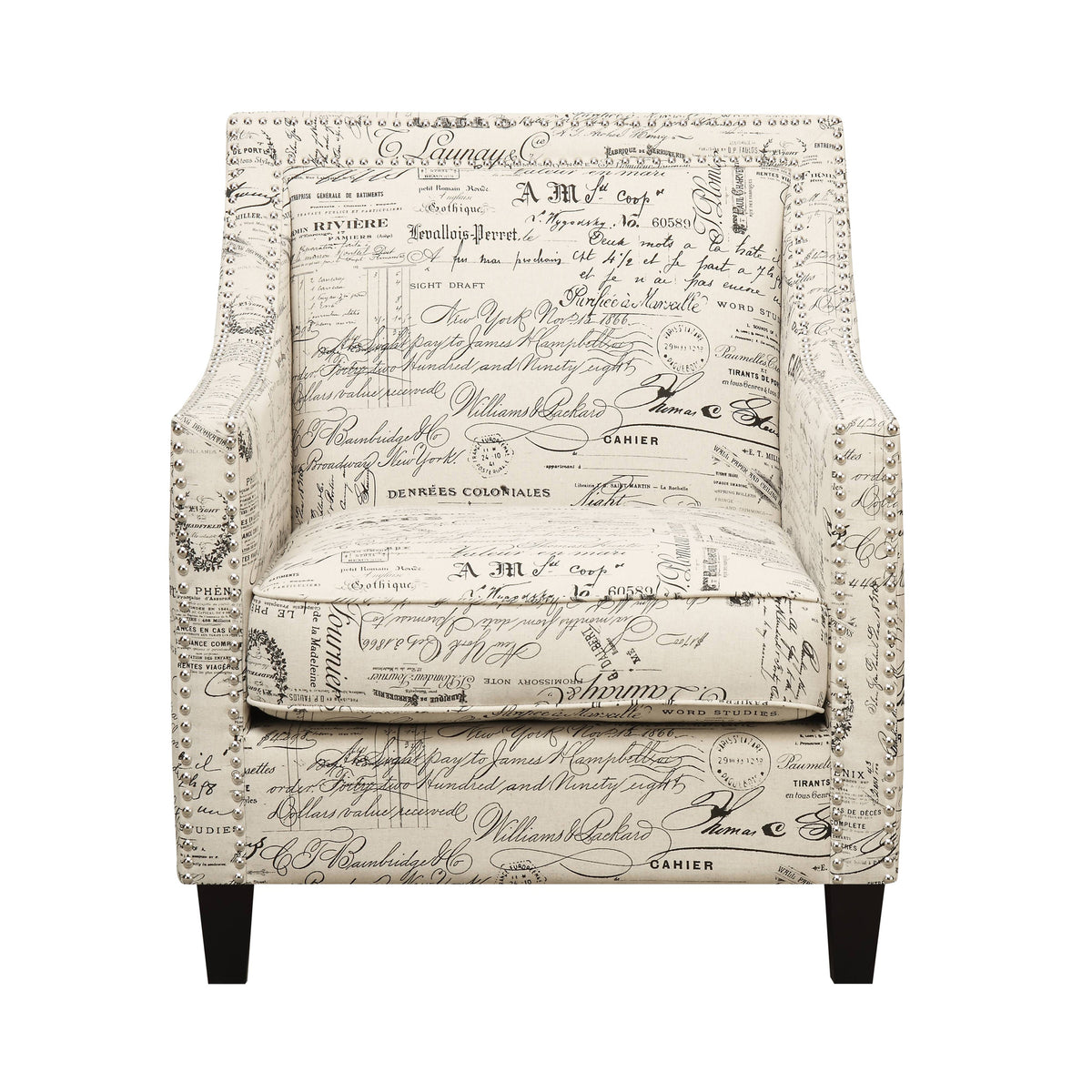 Erica French Script Chair with Chrome Nails - Ornate Home
