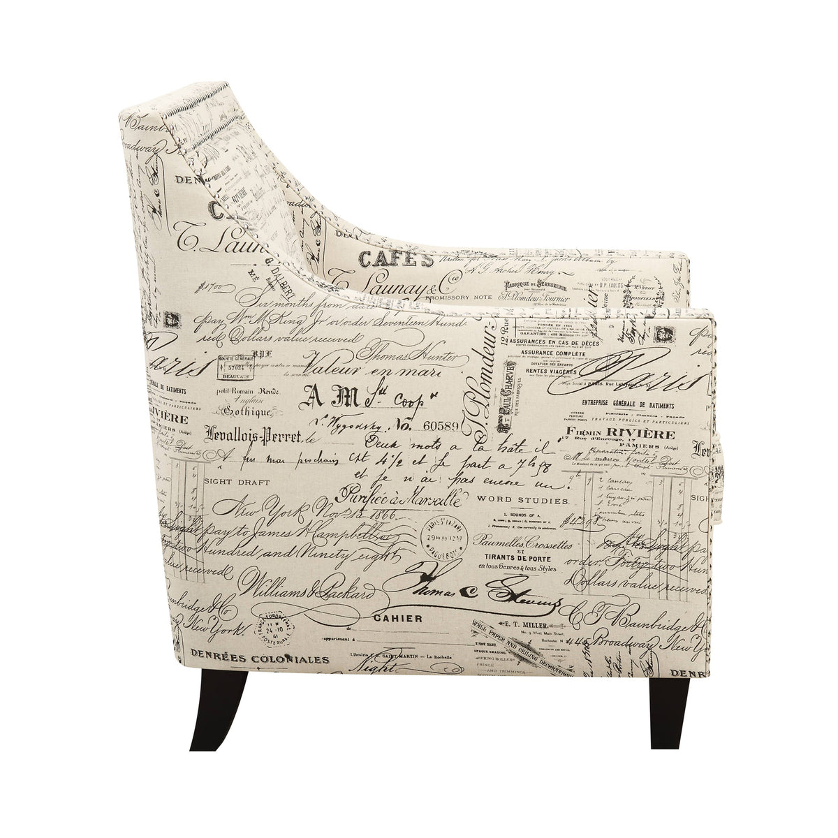 Erica French Script Chair with Chrome Nails - Ornate Home
