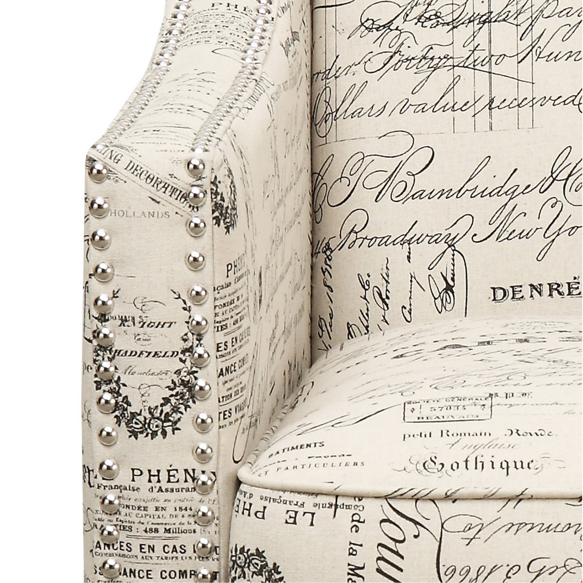 Erica French Script Chair with Chrome Nails - Ornate Home