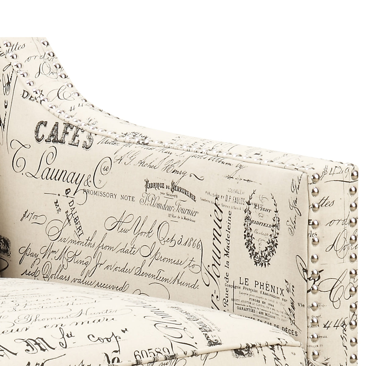 Erica French Script Chair with Chrome Nails - Ornate Home