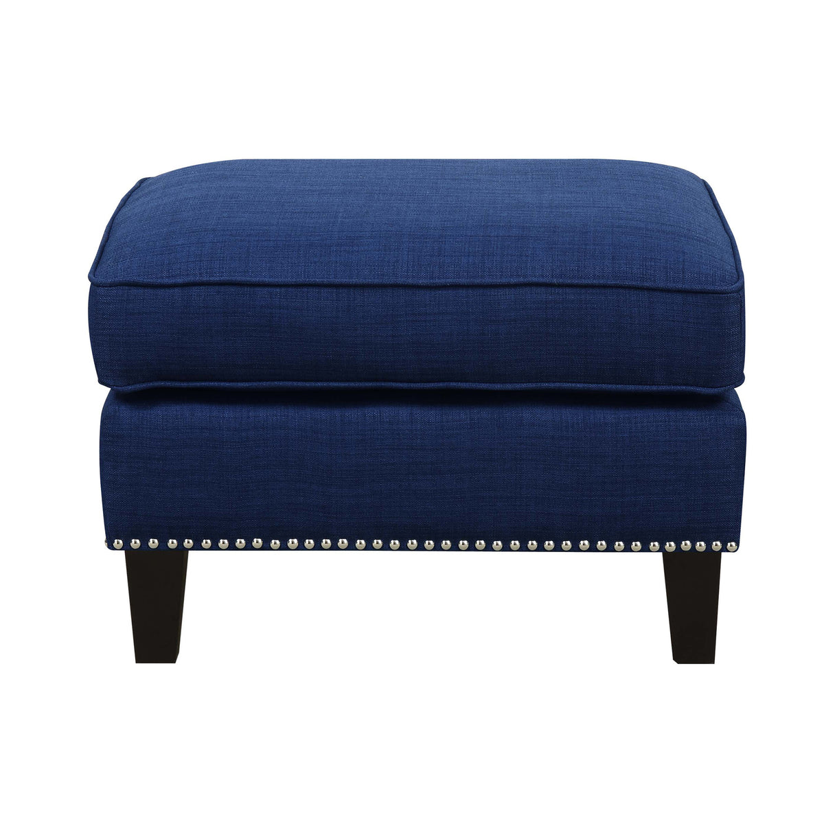 Erica Heirloom Blue Ottoman with Chrome Nails - Ornate Home
