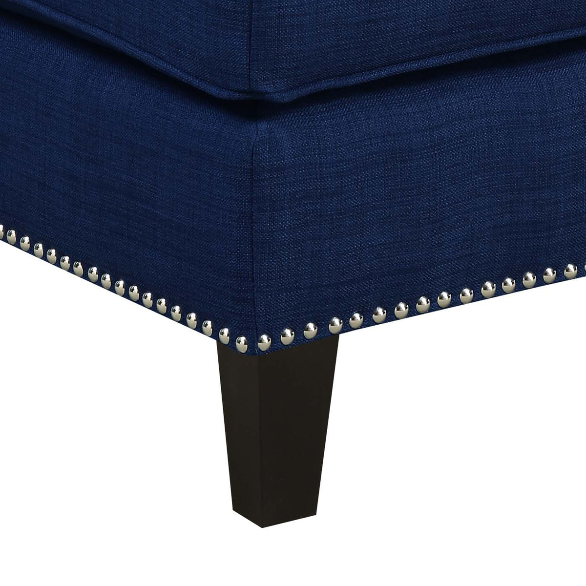 Erica Heirloom Blue Ottoman with Chrome Nails - Ornate Home