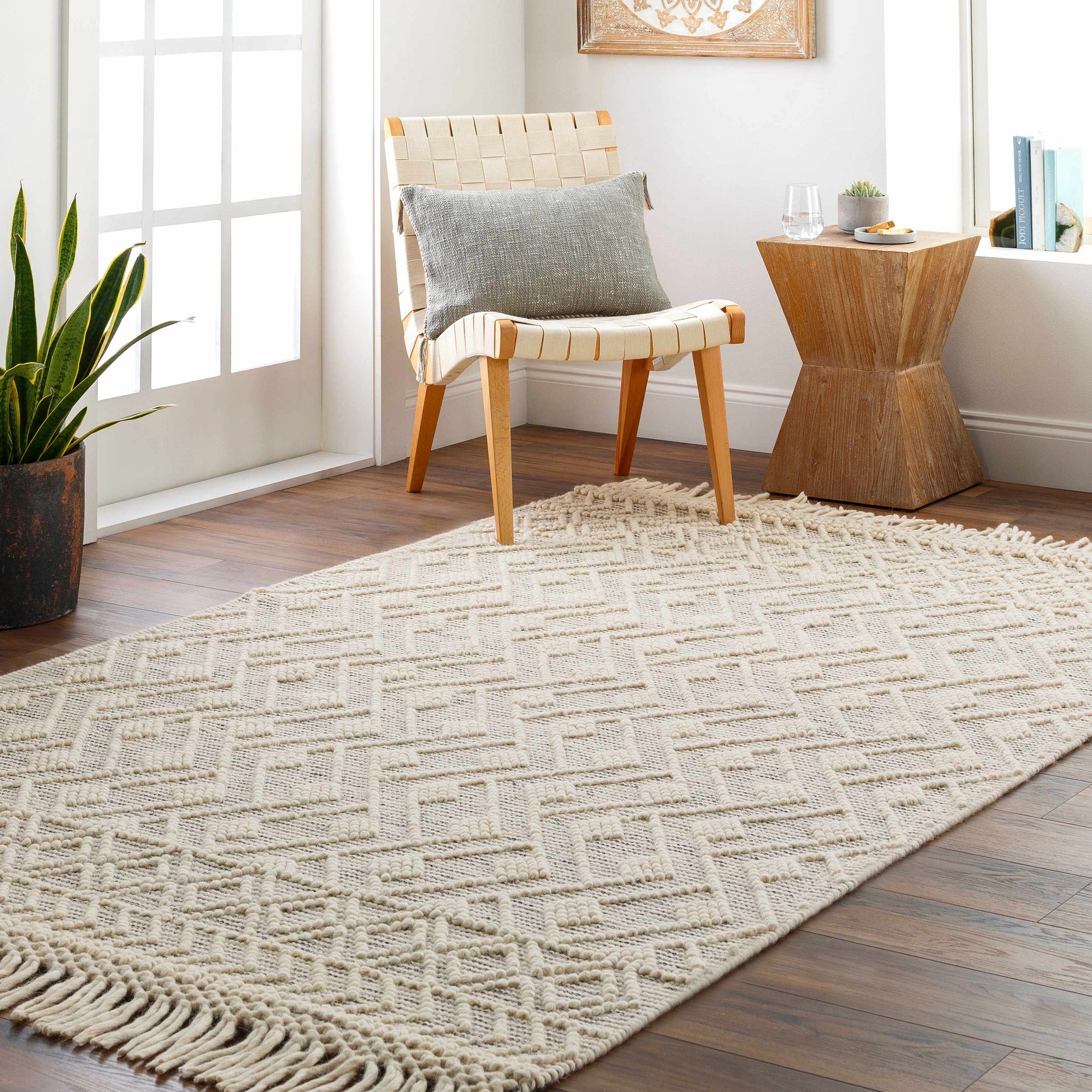 Erica Wool Rug with Tassels - Clearance - Ornate Home