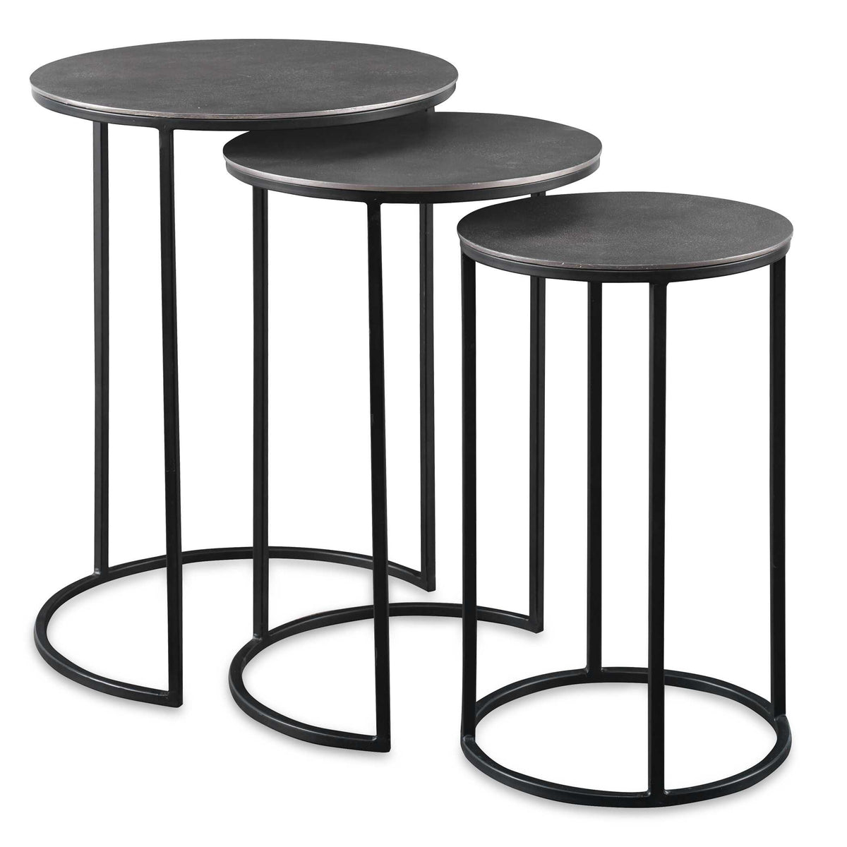Erik Black/Gray Metal Nesting Tables (Set of 3) - Ornate Home