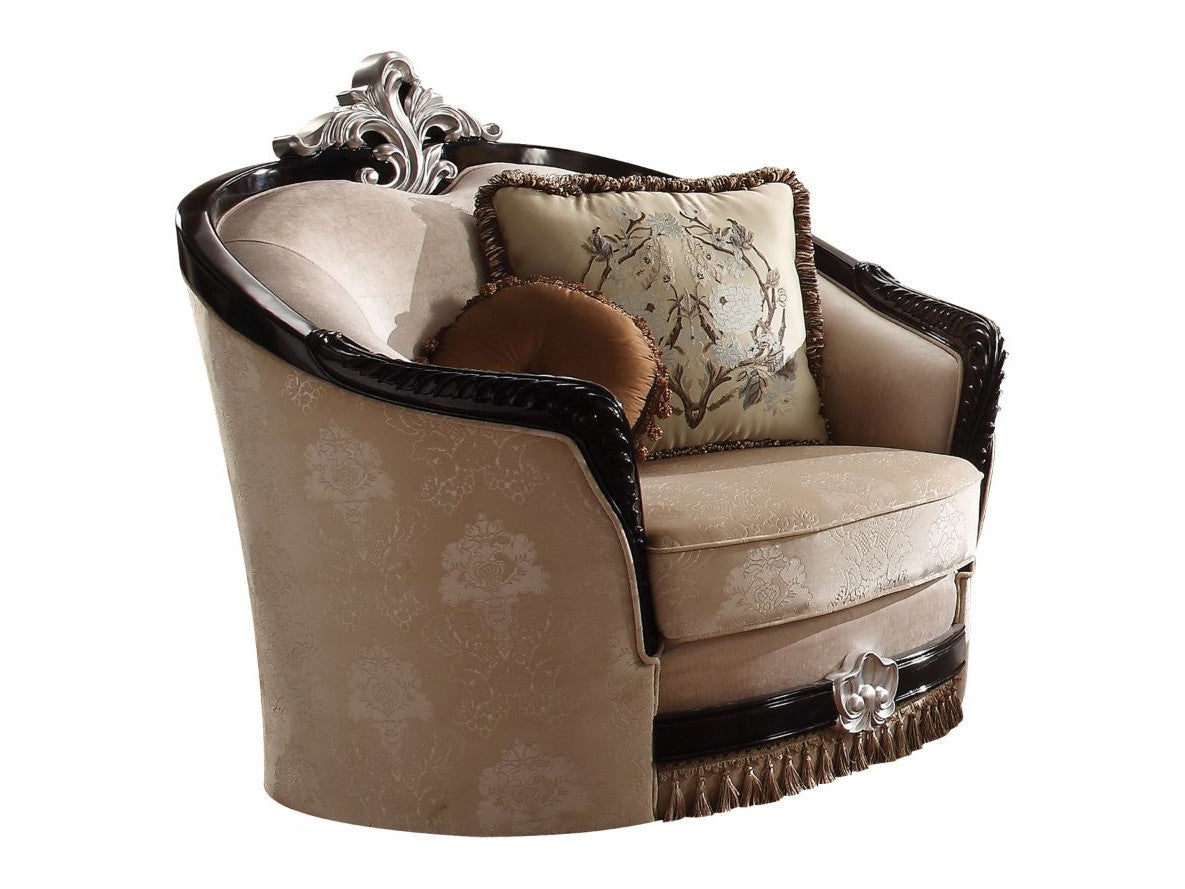 Ernestine Chair with 2 Pillows in Tan and Black - Ornate Home