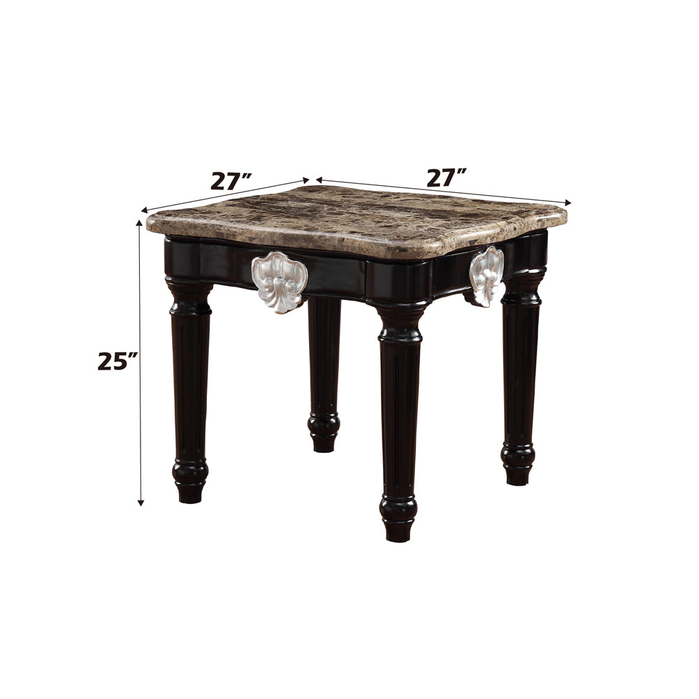 Ernestine End Table in Marble/Black - Ornate Home