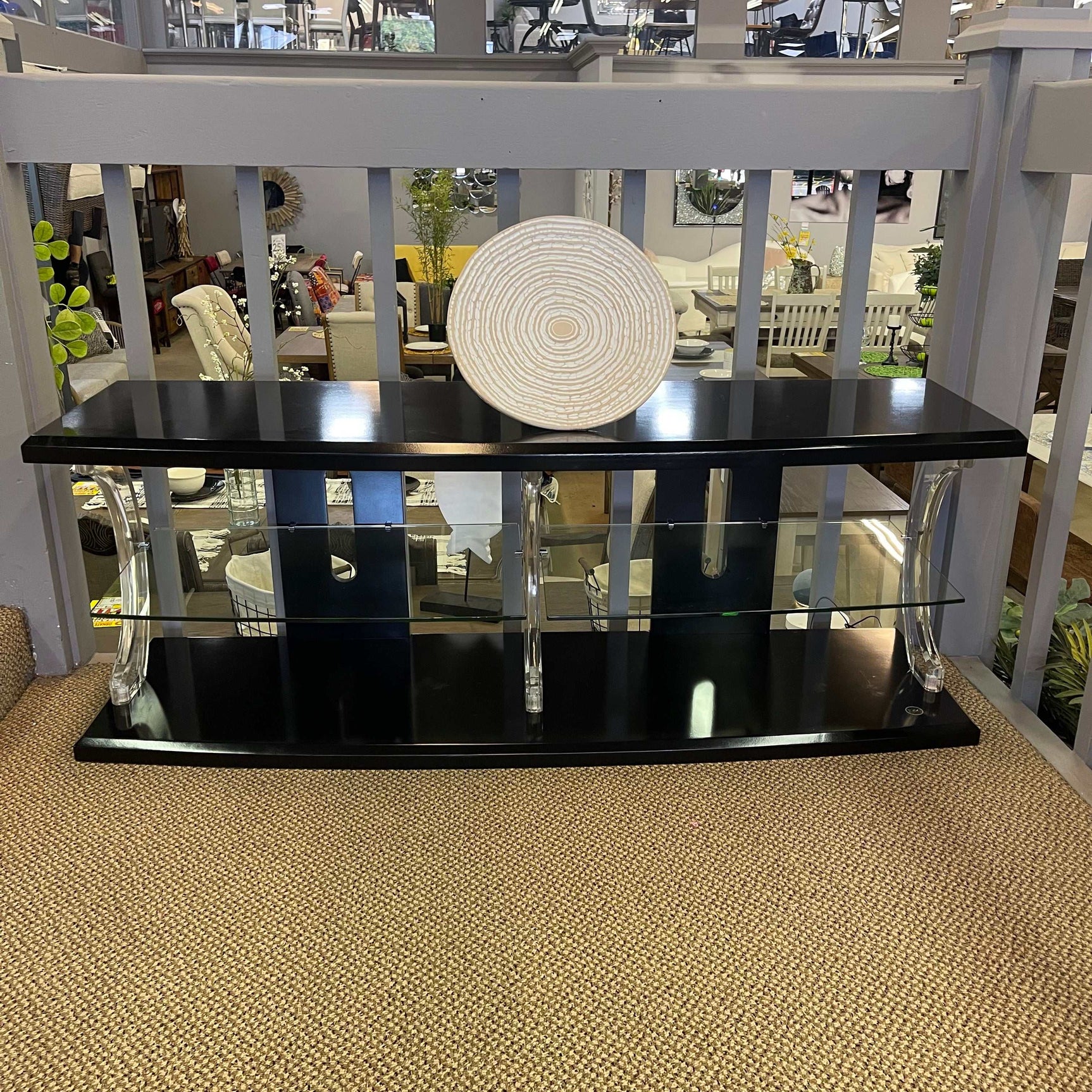 Ernst Black & Clear 60" TV Console w/ LED lights - Ornate Home