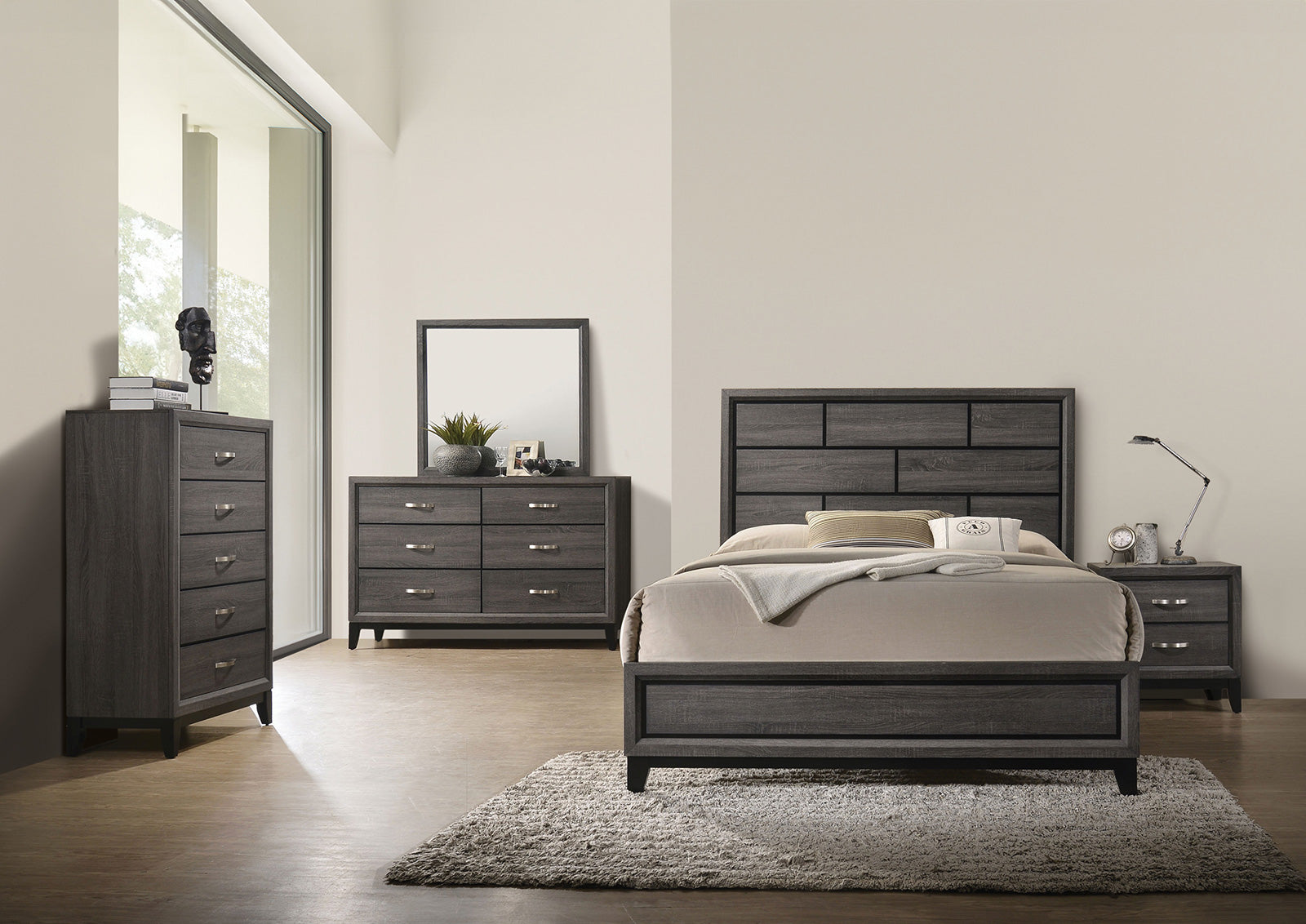 Errico Gray Twin Bed - Ornate Home