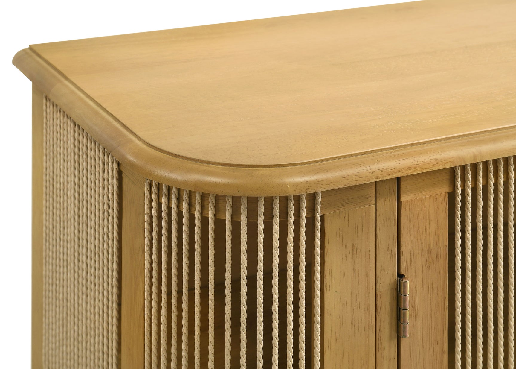 Ervine Natural 3-Door Rope Panel Sideboard Accent Storage Cabinet - Ornate Home