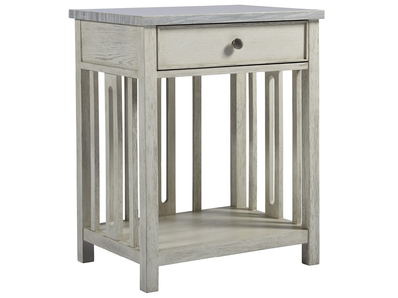 Escape Sandbar Bedside Table w/ Stone Top - Ornate Home