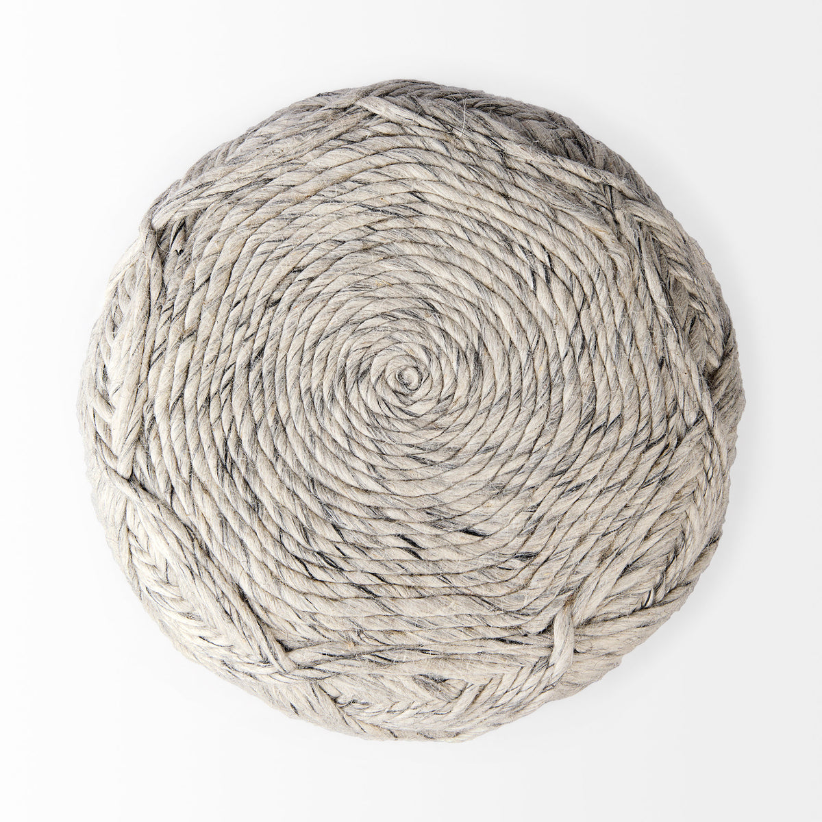 Esfera Beige Chevron Woven Round Pouf - Ornate Home