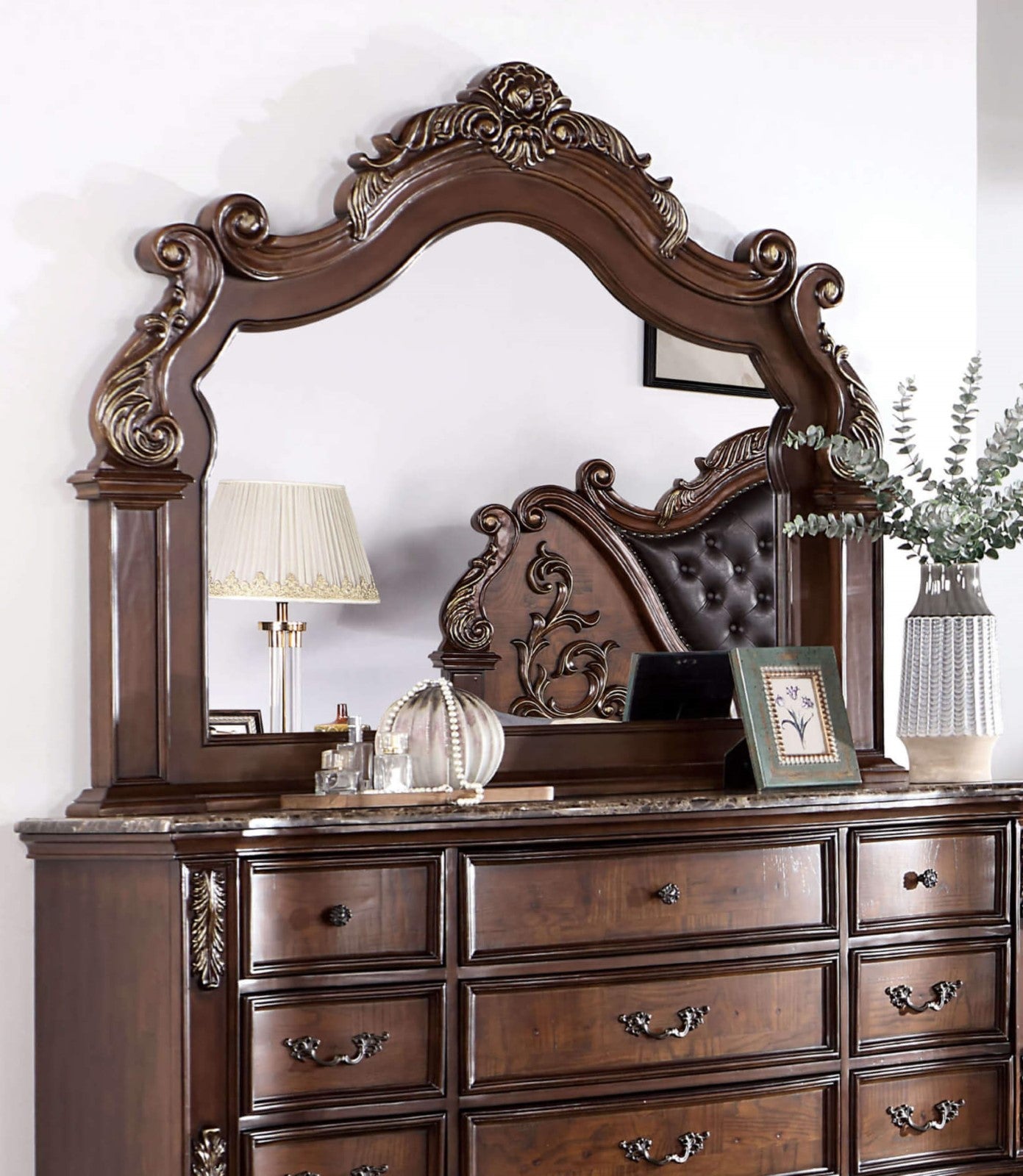 Esparanza Brown Cherry 5 Pc. Queen Bedroom Set w/ 2NS - Ornate Home