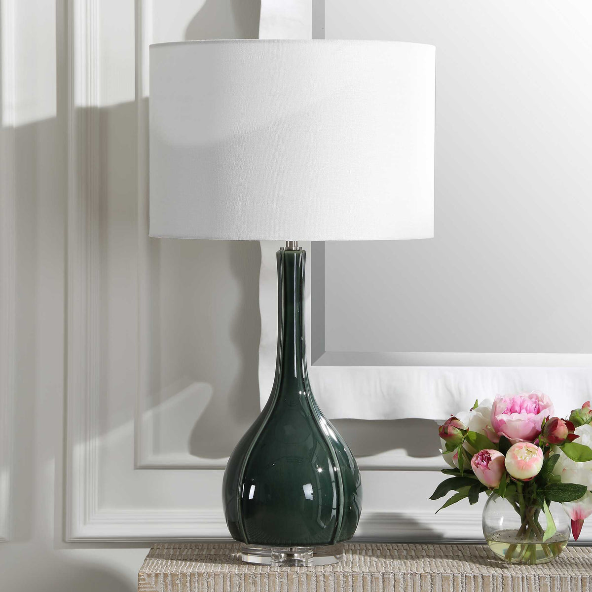 Essex Green Glass Table Lamp - Ornate Home