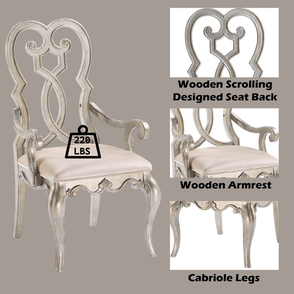 Esteban Ivory Velvet & Antique Champagne Dining Chair (Set of 2) - Ornate Home