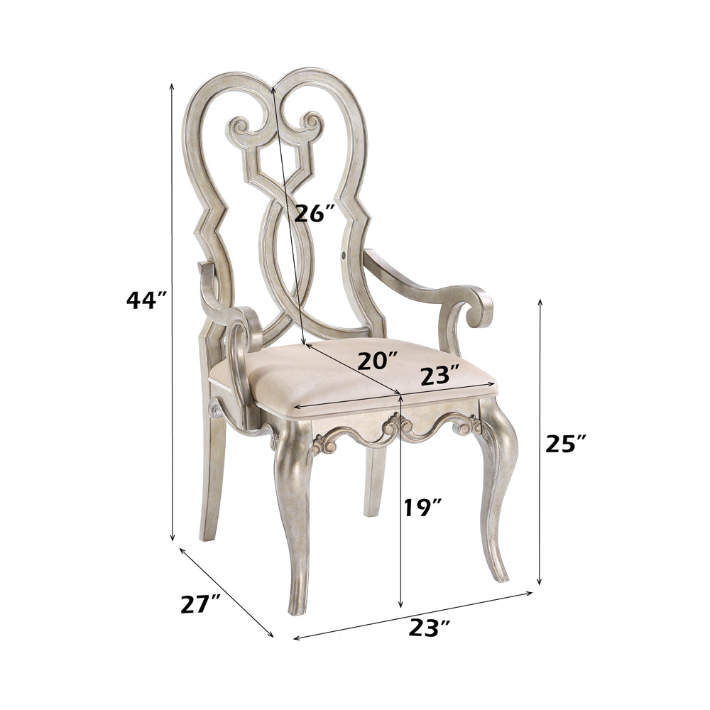 Esteban Ivory Velvet & Antique Champagne Dining Chair (Set of 2) - Ornate Home