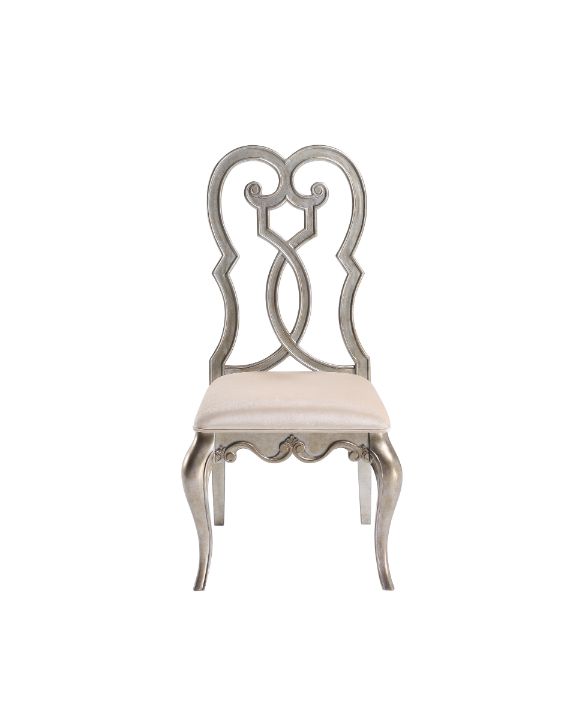 Esteban Ivory Velvet & Antique Champagne Side Chair (Set of 2) - Ornate Home