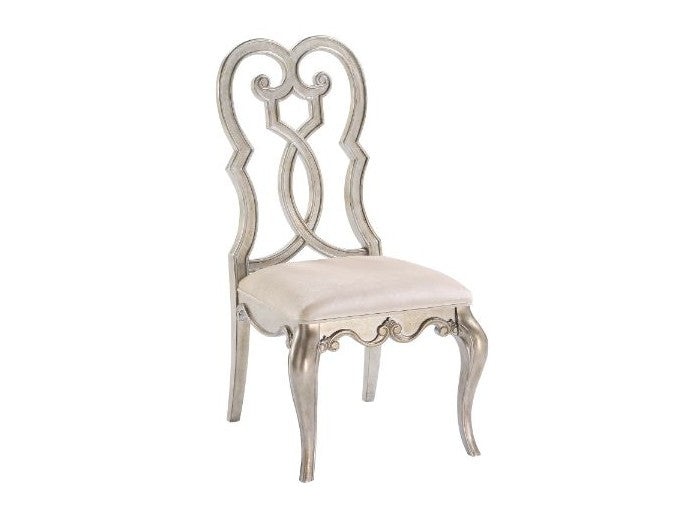 Esteban Ivory Velvet & Antique Champagne Side Chair (Set of 2) - Ornate Home