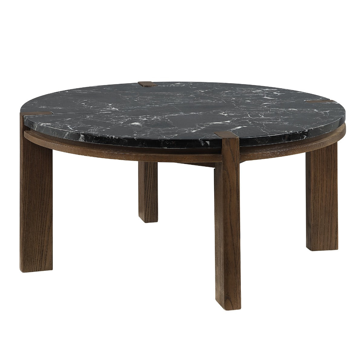 Estella Black/Walnut Coffee Table w/Marble Top - Ornate Home