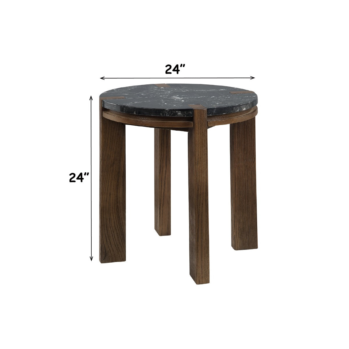 Estella Black/Walnut End Table w/Marble Top - Ornate Home