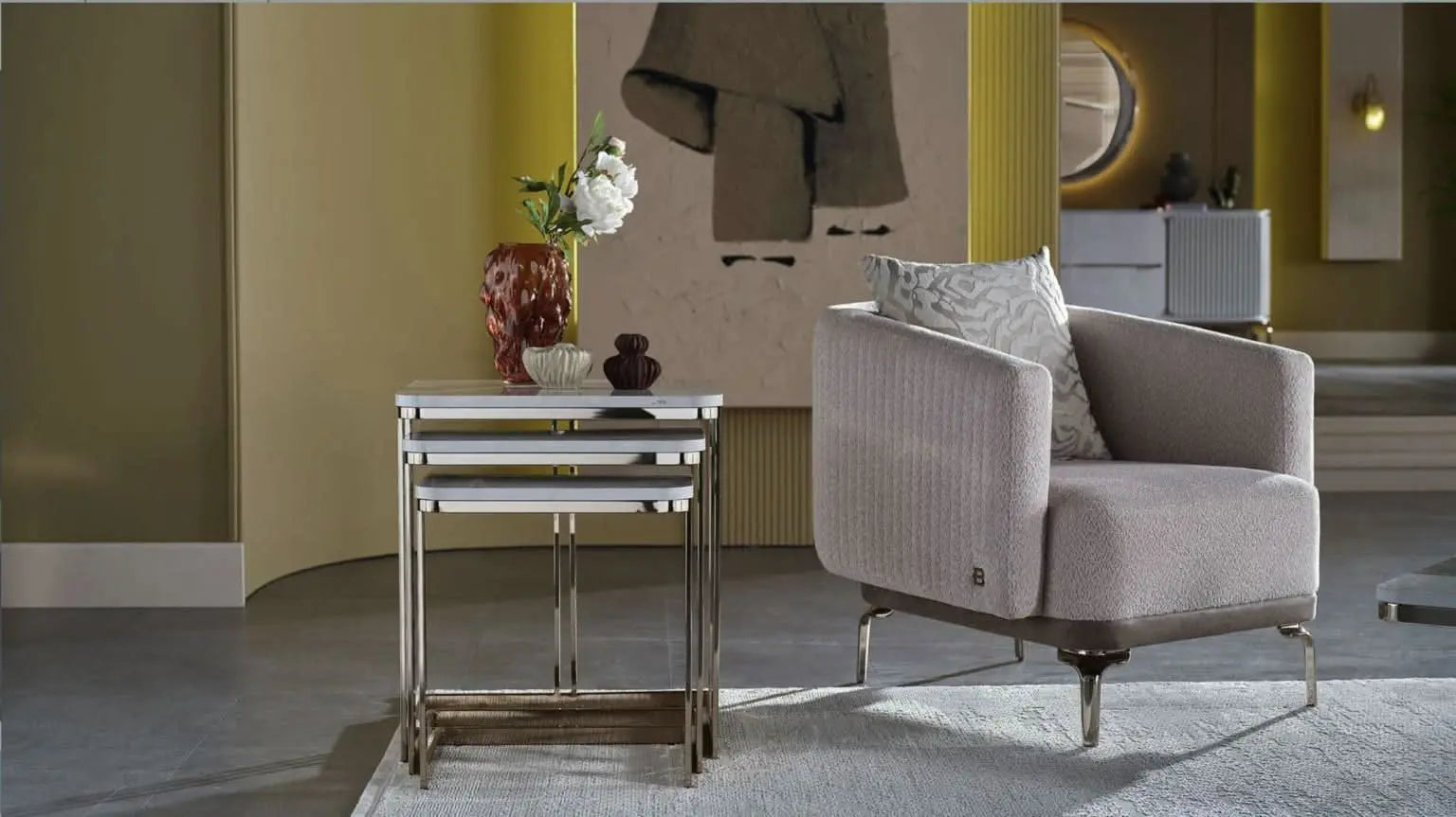Estella Polished Gold/White Nesting Tables (Set of 3) - Ornate Home