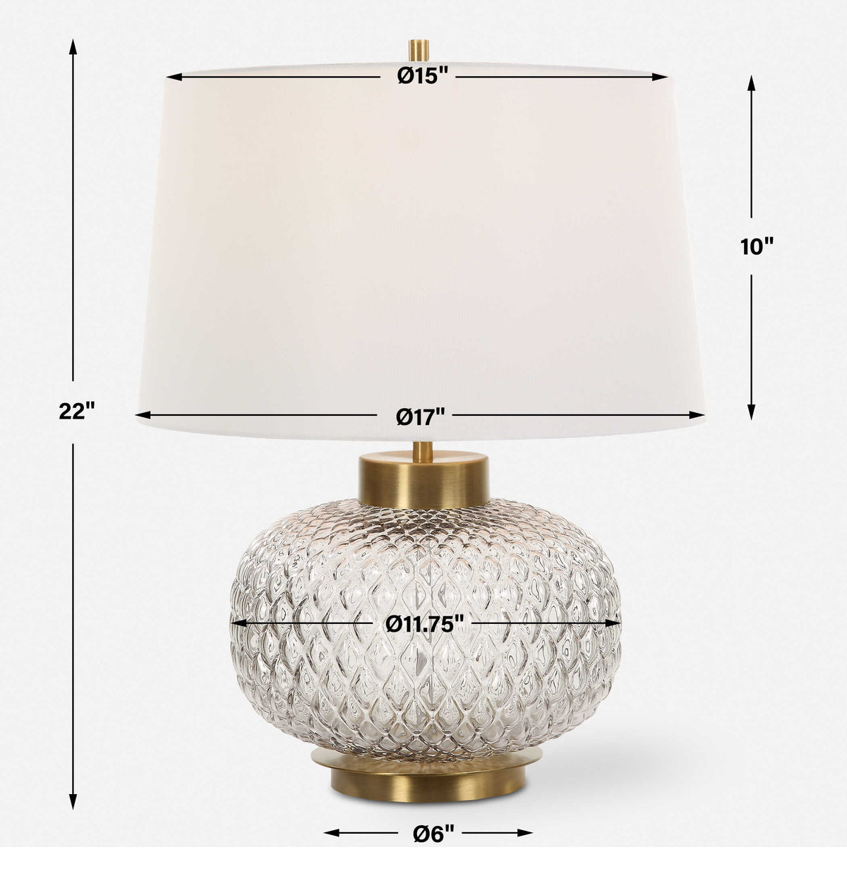 Estelle Brass/Gray Glass Table Lamp - Ornate Home