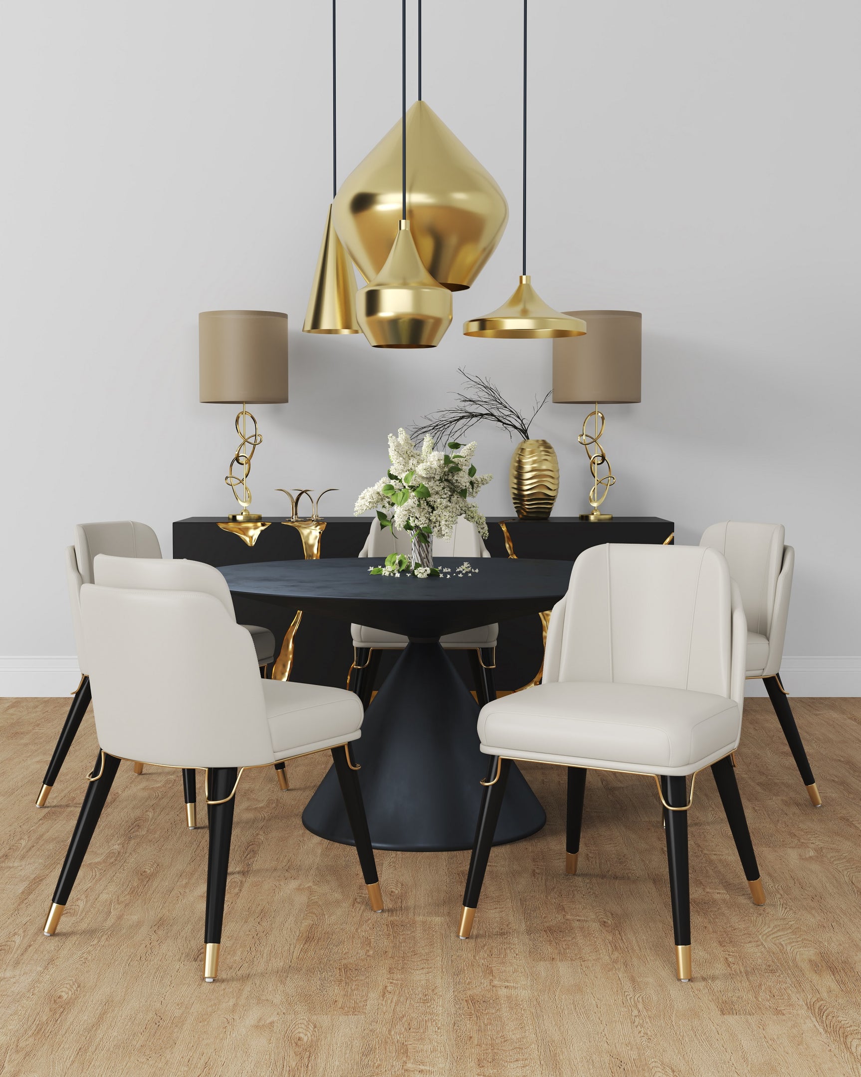 Estelle Dining Chair in Cream and Black (set of 2) - Ornate Home