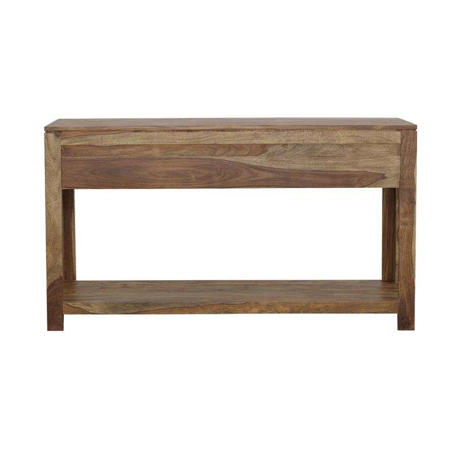 Esther Natural Sheesham 3 Drawer Storage Console Table - Ornate Home