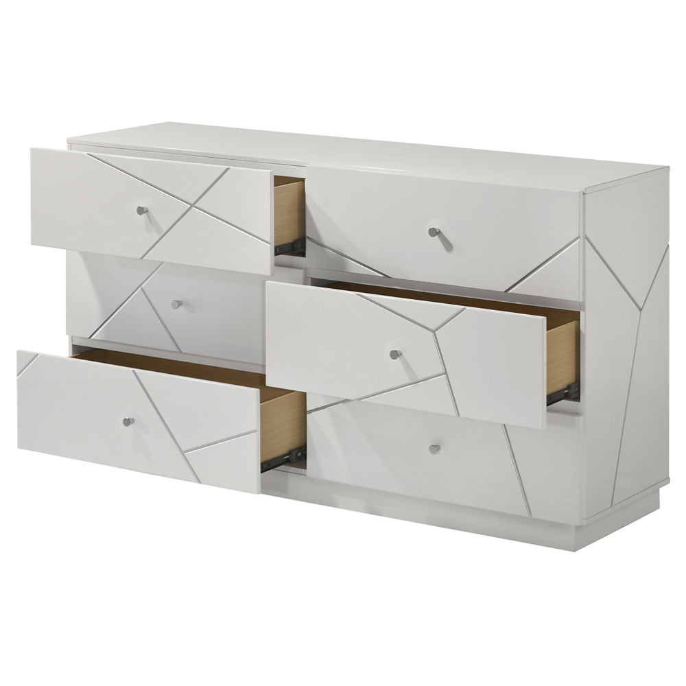 Esther White/Silver Dresser - Ornate Home